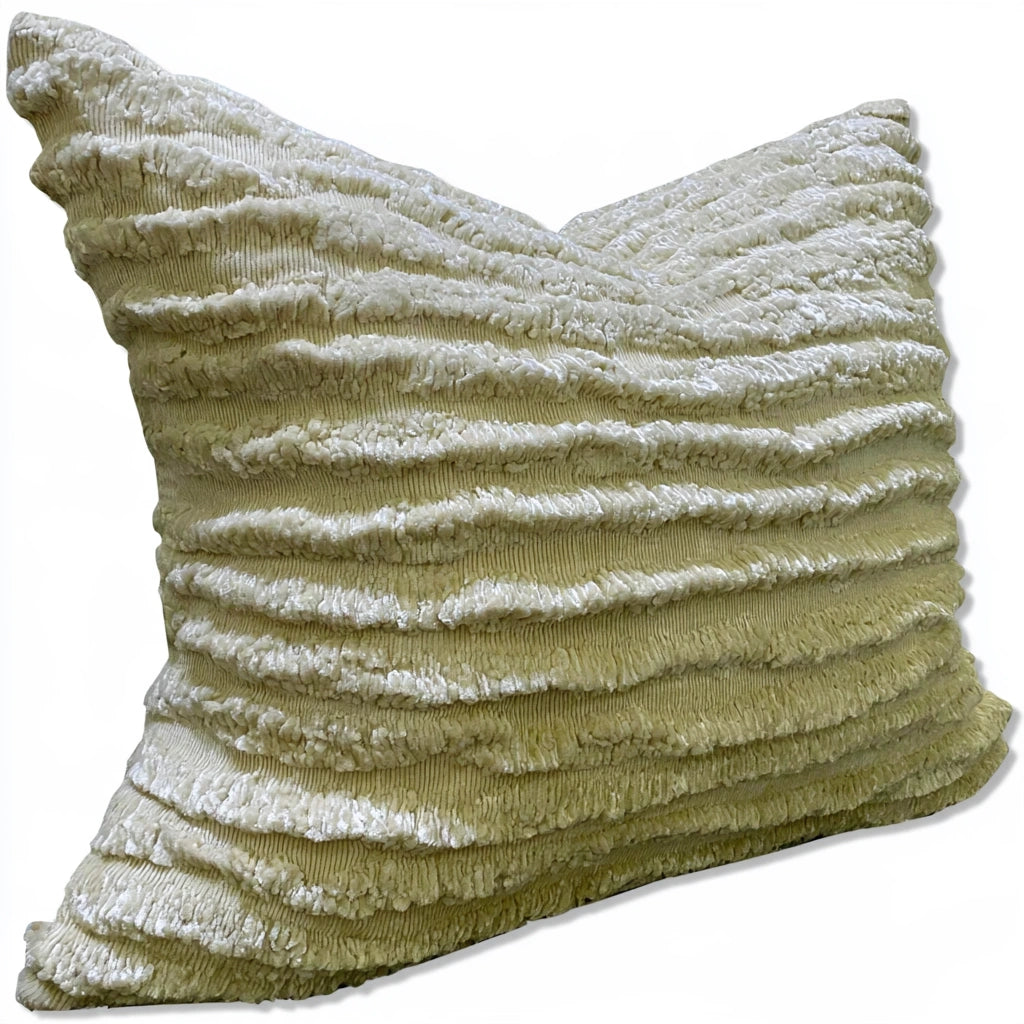 Light sage green rectangular decorative throw pillow from BistroandBreeze with ribbed texture, ideal for stylish home decor.